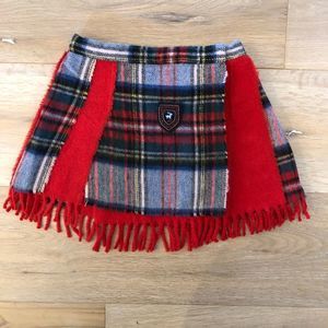 Jacadi tartan wool fleece fringed skirt